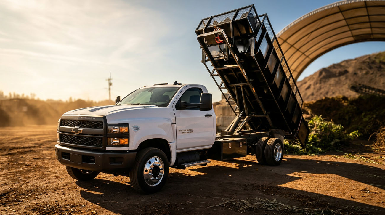 NeedIt Rentals white dumpster rental service truck in Marysville, WA